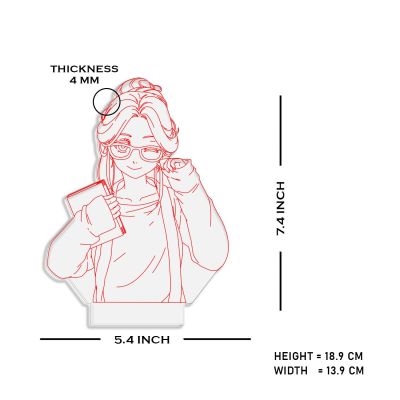 3D Illusion Anime Girl Night Lamp with Warm White Color Gifts for Doggy Lover Wooden Base